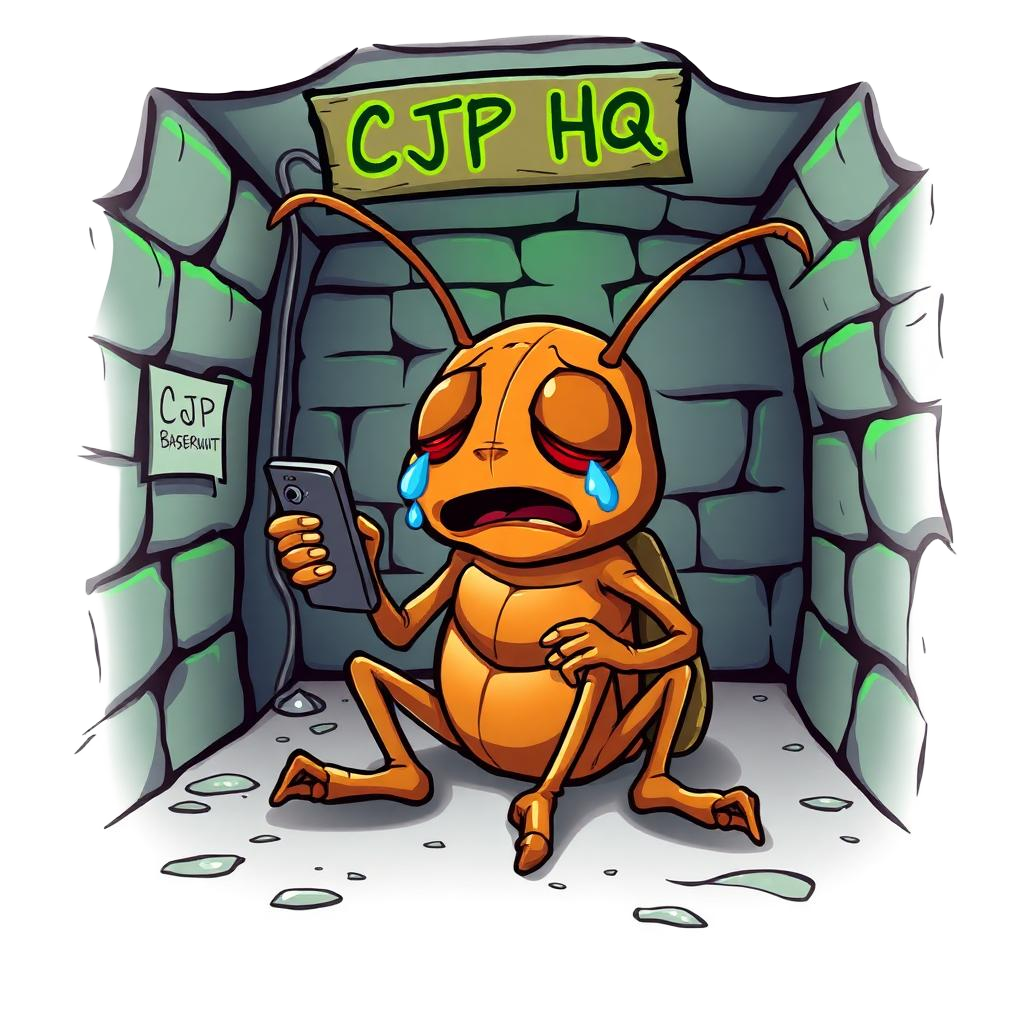 Crying Cockroach in CJP HQ (Mom's Basement)